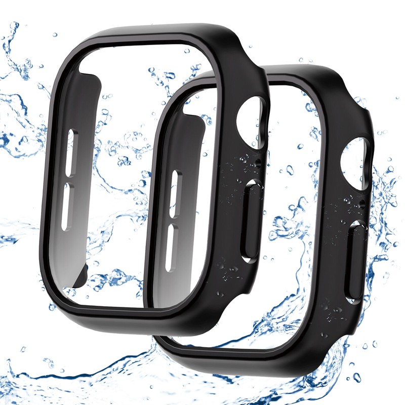 2 Pcs For Apple Watch Series 10/9/8/7/6/5/4/SE Matte PC Case w/ Screen Protector