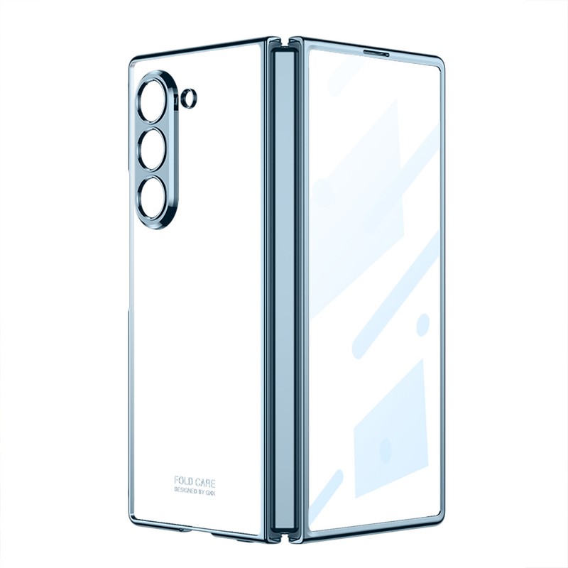 For Samsung Galaxy Z Fold 6 Plating PC Clear Case with Built-in Screen Protector