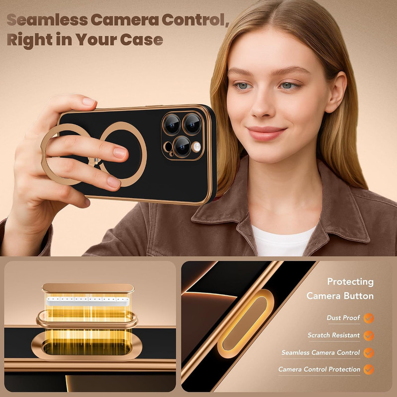 GolbinBox for iPhone 16 Pro Max Case with 360° Spin Magnetic Stand,[Compatible w gallery