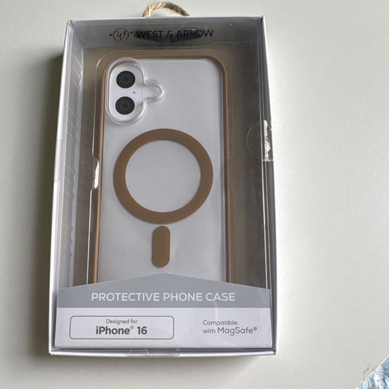 West & Arrow MagSafe Case iPhone 16 Clear & Light Brown Full Coverage Hard Shell