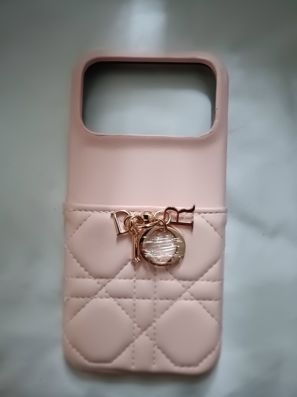 lady dior iphone 17 pro max case pink Quilted leather