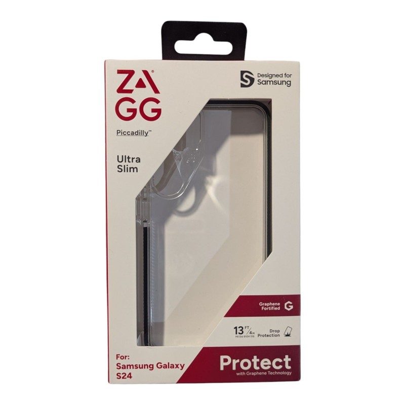 E9. ZAGG Piccadilly Ultra Slim Case For Samsung Galaxy S24 – Clear/Black Bumper