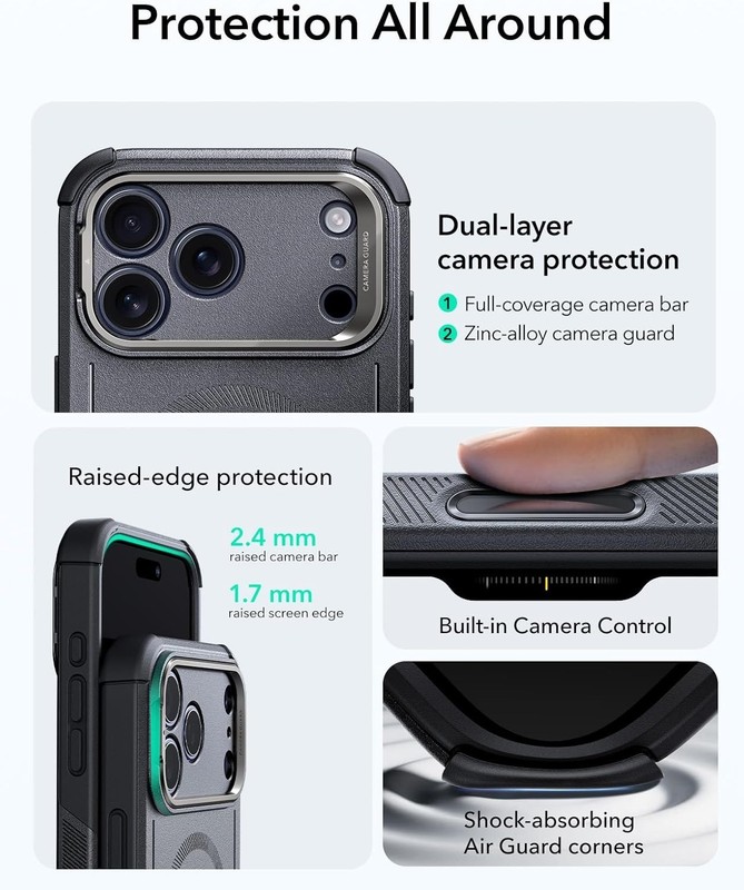 ESR Cyber Series Case for iPhone 17 Pro MagSafe Drop Protection Grey gallery
