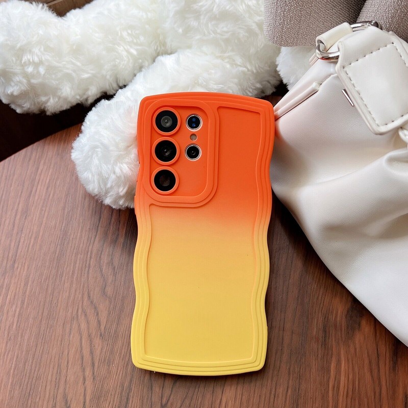 Gradient Cute Curly Wave Shape Bumper Soft Silicone Protective Case For Samsung gallery