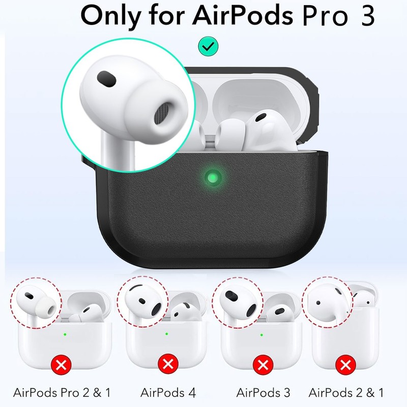 For AirPods Pro 3 Case Hybrid Shockproof Heavy Duty Full Cover / Keychain Clip gallery