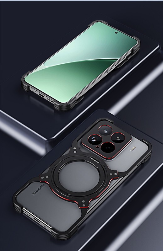 Magnetic Metal Armor X Type Rimless Stand Case+ lens Film For Xiaomi 15 Pro / 15 gallery
