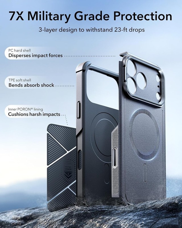ESR Cyber Series Case for iPhone 17 Pro MagSafe Drop Protection Grey gallery