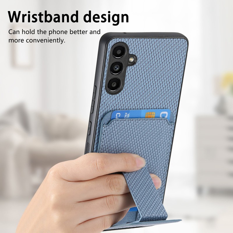 For Samsung Galaxy A57 A37 A36 A26 A06 Fiber Texture Back Card Wallet Stand Case gallery