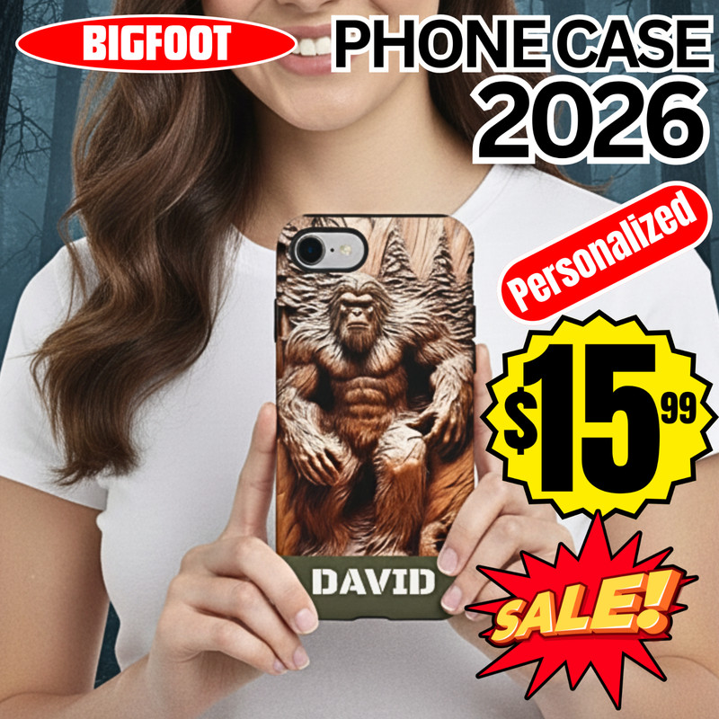 Bigfoot Sasquatch Tough Phone Case – Personalized Name Protective Glossy Cover