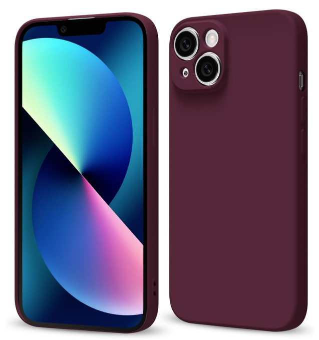 For iPhone 13 Mini Burgundy Case Soft Silicone Gel Flexible TPU Phone Cover