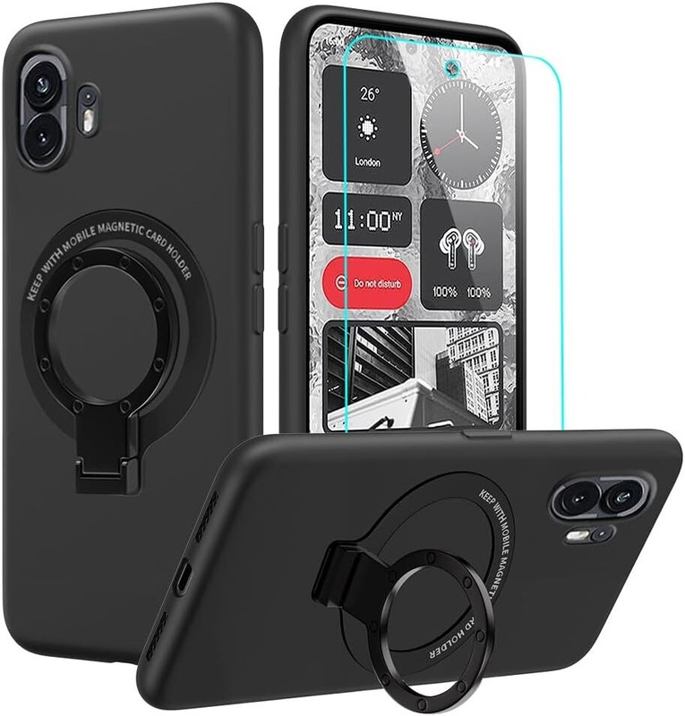 Magnetic Ring Holder Stand Bracelet Soft Black Phone Case With Folding Bracket