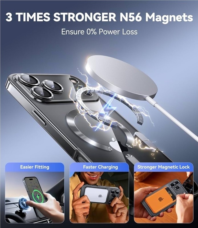 Mag Safe Case For iPhone Air 17 Pro Max Shockproof Lens Cover + Tempered Glass gallery