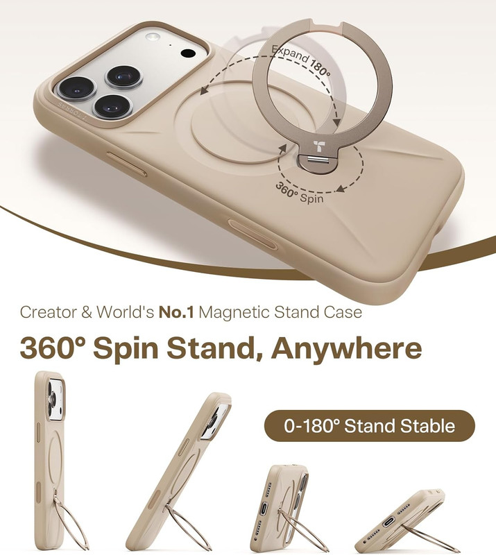 TORRAS Q3 Silicone 360 Spin for iPhone 17 Pro Case with Stand, Fit for MagSafe, gallery