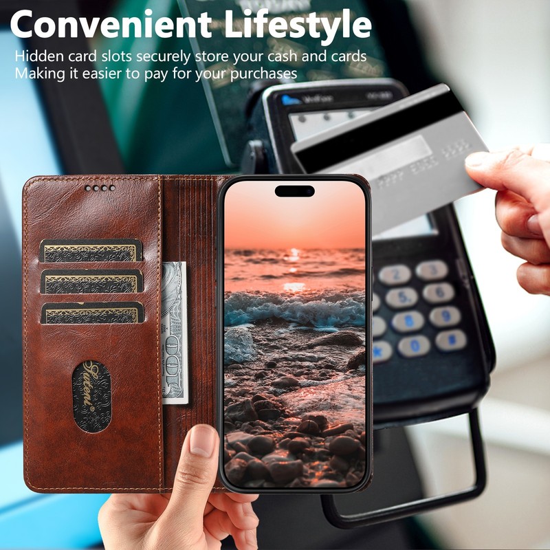 Retro Leather Wallet Card Case Cover For iPhone 15 14 13 12 Pro Max 11 XS Max XR gallery