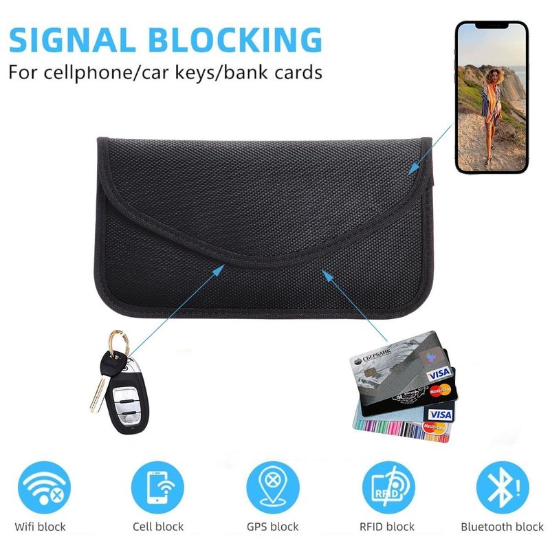 2 Large Faraday Bag RFID Signal Blocking Shielding Pouch Phone Wallet Blocker US gallery