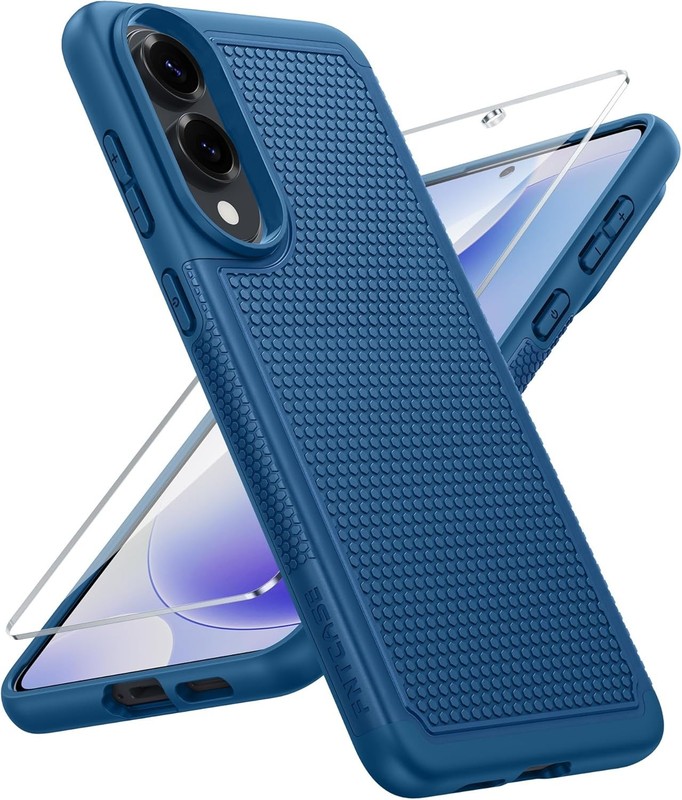 Samsung Galaxy S25 Edge Blue Shockproof Armor Case Textured Grip Cover