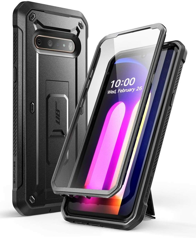 SUPCASE for LG V60 ThinQ, Full Body with Screen Case Holster Stand Cover BLACK