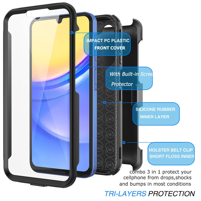 For Samsung Galaxy A15 A14 A35 A55 5G Case with Screen Protector Cover Belt Clip gallery