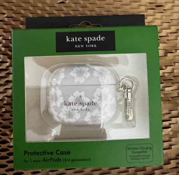 Kate Spade AirPods Protective Case with Keychain Hollyhock Cream AirPods 3rd Gen