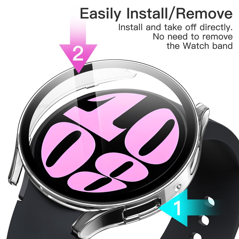 Slim Hard Bumper Case with Screen Protector for Galaxy Watch 7/6/5/4 44mm 40mm gallery