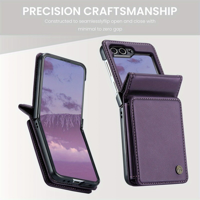 For Samsung Galaxy Z Flip 6 Case with RFID Blocking Card Holder Durable Leather gallery
