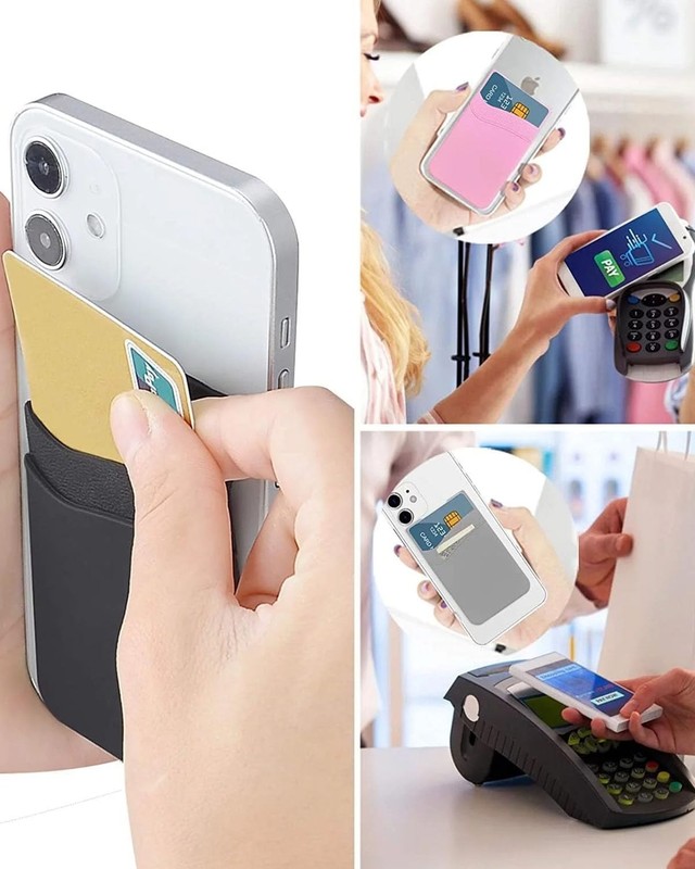 Textured Black Silicone Phone Wallet with Elastic Closure for Secure Storage gallery