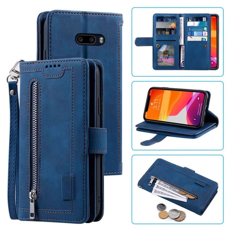 LG V50S ThinQ Wallet Case,Leather Zipper Magnetic Flip Card Case ForLG G8X ThinQ