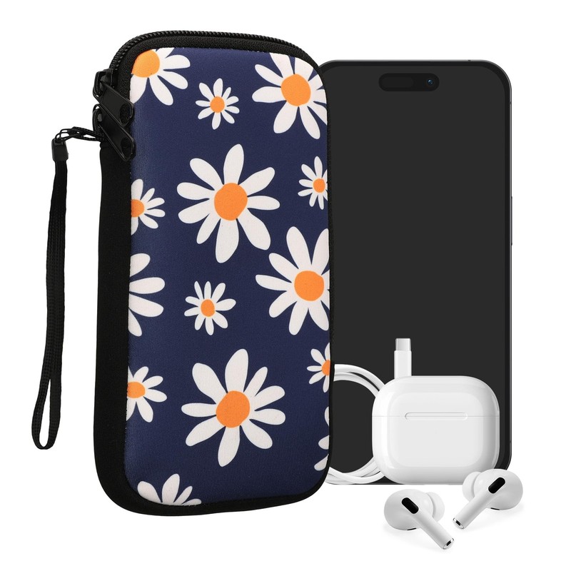 Neoprene Sleeve Smartphone Size XXL 7 Inch Shock Absorbing Bag Daisy Blue