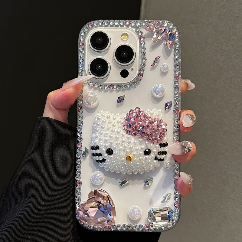 Bling 3D Cartoon Hello Kitty Case For Samsung S26 S25 S24 S23 S22 S21 Ultra Plus