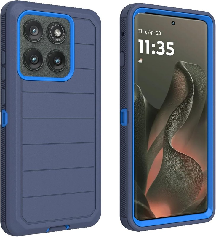 Motorola Edge 2025 Defender Case, Heavy Duty Shockproof 3 in 1 Rugged Cover – Bl