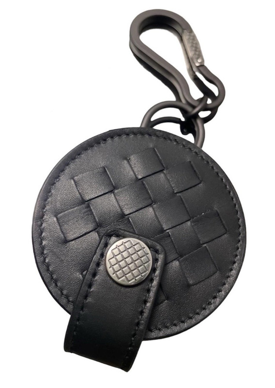 Bottega Veneta DESIGNER Black Leather Woven Intrecciato Headphones Case