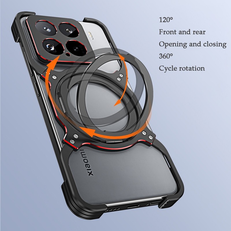 Magnetic Metal Armor X Type Rimless Stand Case+ lens Film For Xiaomi 15 Pro / 15 gallery
