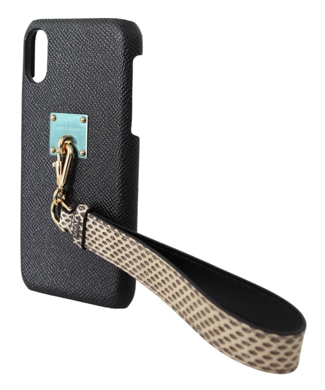 DOLCE & GABBANA Phone Case Black Beige Wristlet DG Logo iPhone X-XS RRP $600 gallery