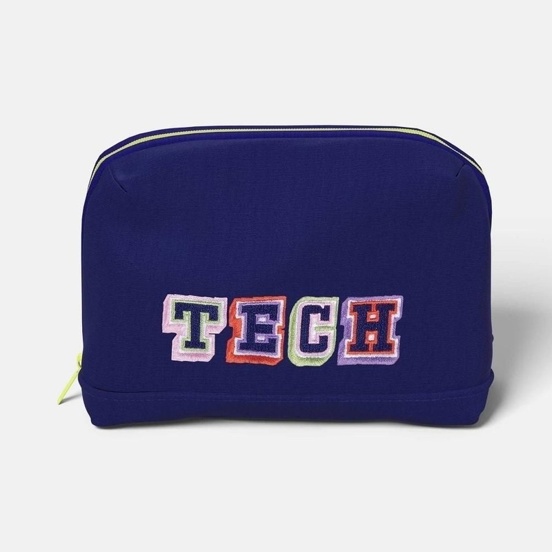 NWT Tech Pouch Heyday Purple Word TECH Embroidery Zipper Electronics Bag