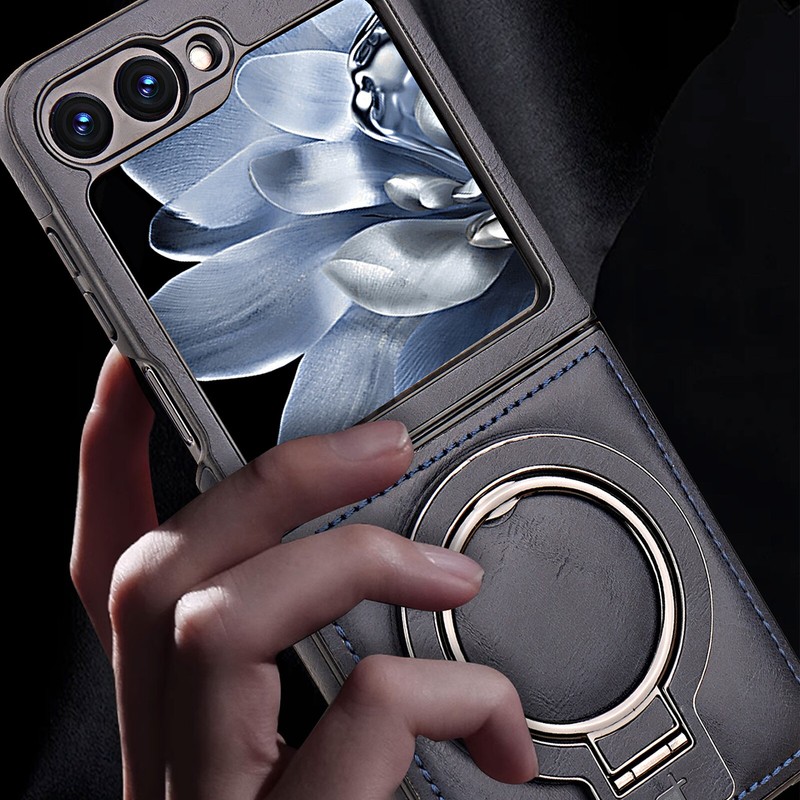 For Samsung Z Flip 7 6 5 4 3 Luxury Leather Magnetic Ring Stand Shockproof Case gallery