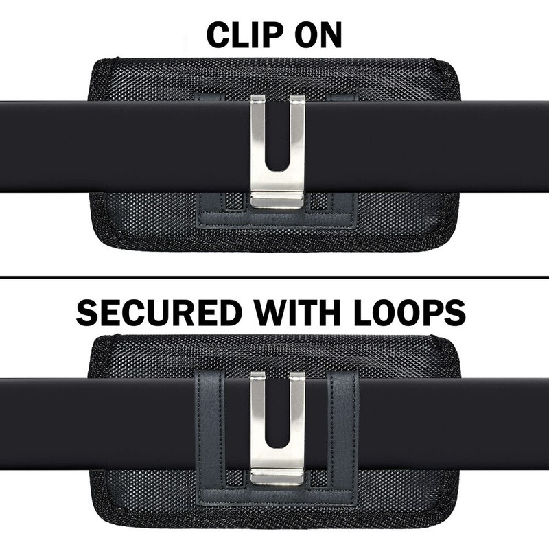 XL RUGGED CELL PHONE HORIZONTAL POUCH WITH METAL CLIP AND BELT LOOP HOLSTER gallery