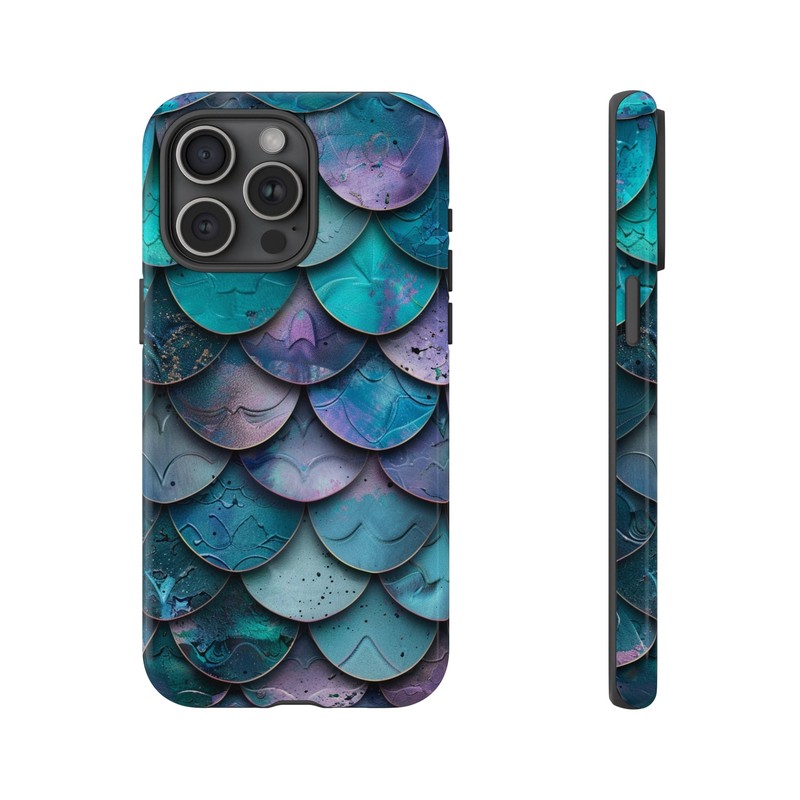 For iPhone / Galaxy / Pixel | Phone Ink Case – Teal Mermaid Scales
