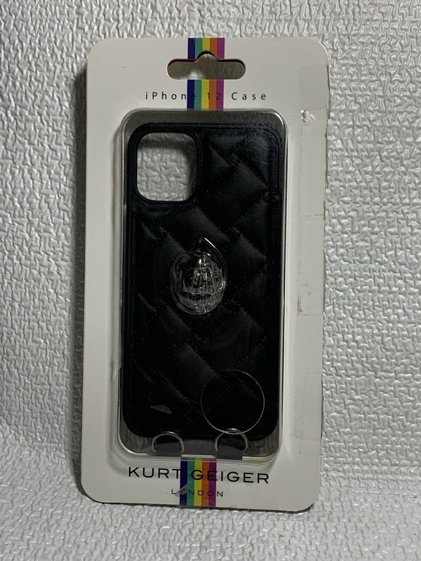 Kurt Geiger Black Quilted Iphone 12 Case No Chain Preowned gallery