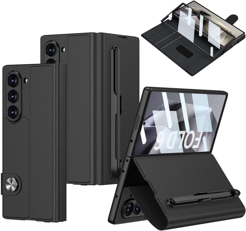 For Samsung Z Fold 7 /6 Screen Protector Magnetic Leather Flip Case (Without pen