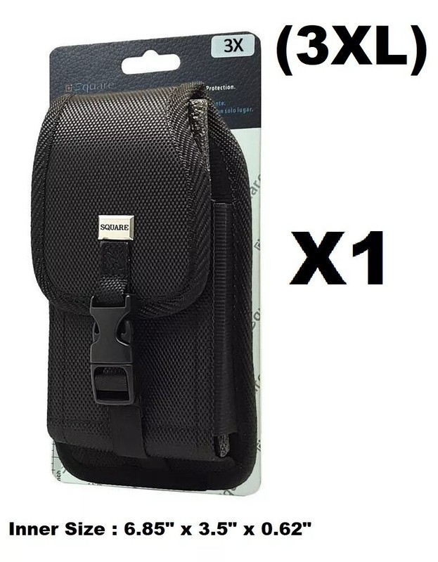 (3XL) CELL PHONE VERTICAL RUGGED POUCH WITH METAL CLIP BELT LOOP HOLSTER (6.8″)