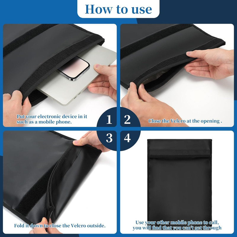 Faraday Bags, Dark Waterproof Anti-Tracking Faraday Pouch for Car Keys and Lapto gallery