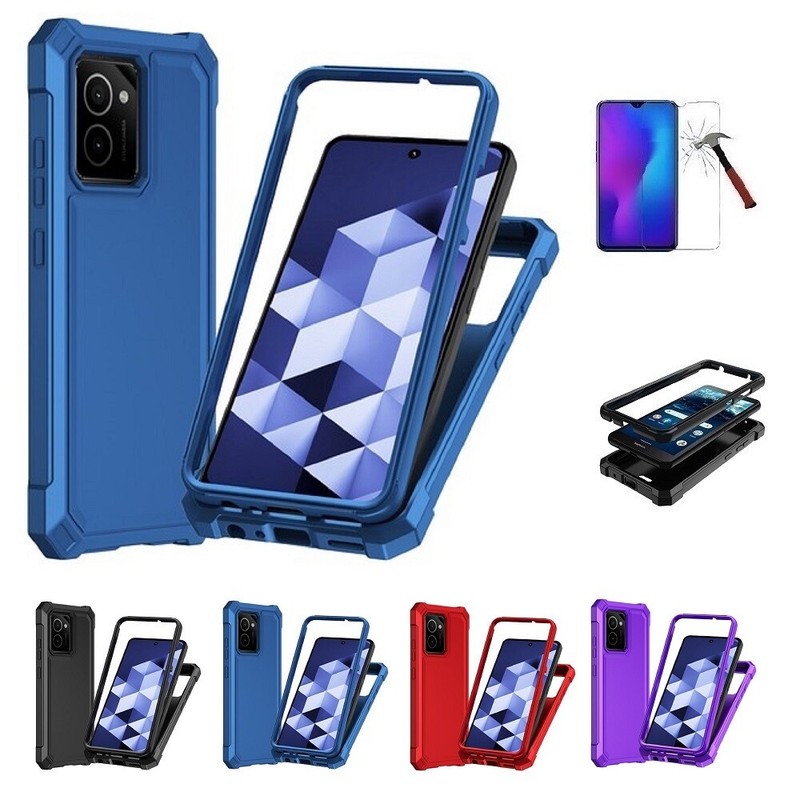 For HMD Vibe (Straight Talk/TracFone), Full Body TPU Cover Case + Tempered Glass