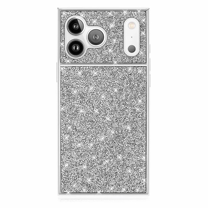 Elite Collection SQUARE iPhone 17 Pro Silver Crystal Elegance iPhone Case Open B