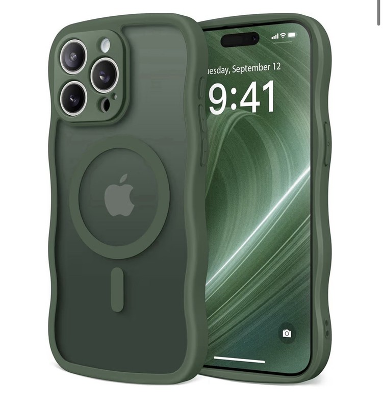 iPhone 15 Pro Max Case, Compatible with MagSafe, [Curly Wave Edge]