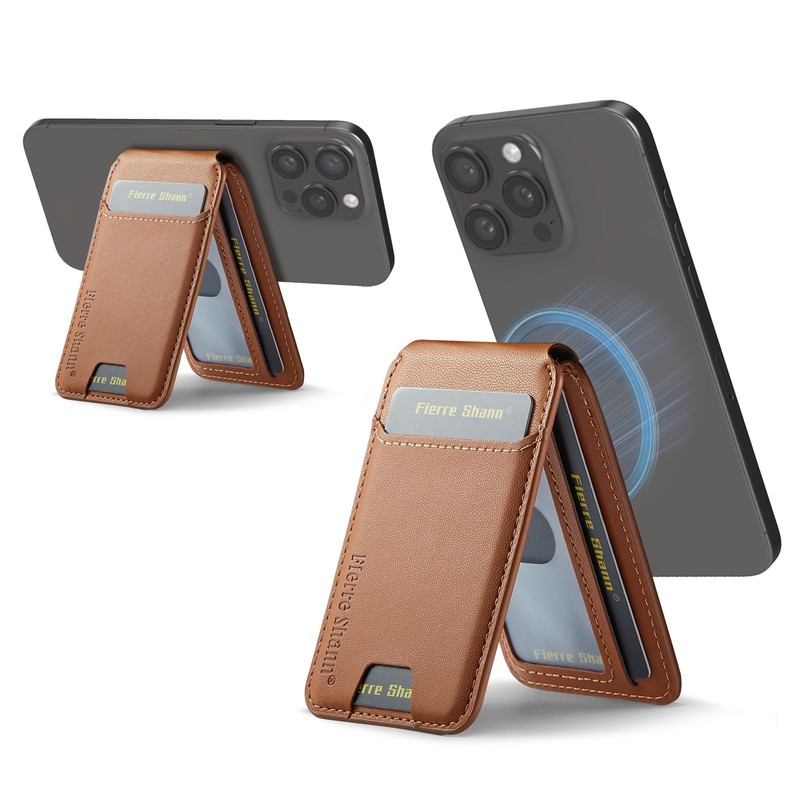 Universal Magnetic Phone Wallet, Stick-On RFID Block Card Holder Kickstand Pouch gallery