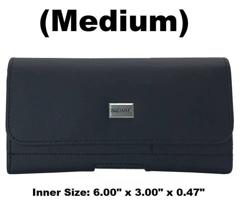 MEDIUM RUGGED LEATHER CELL PHONE HOLDER POUCH HOLSTER CLIP BELT LOOP W/CARD SLOT
