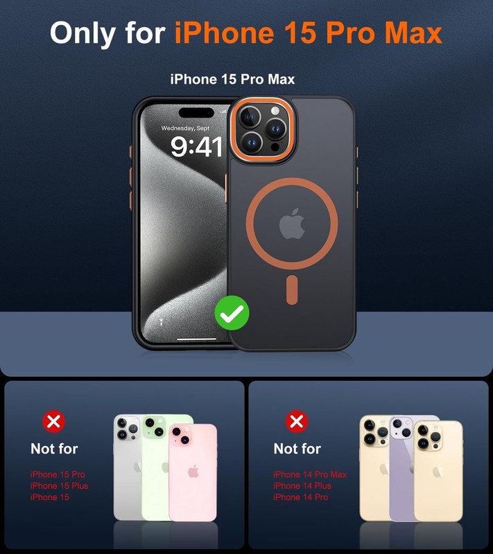 JAME for iPhone 15 Pro Max Case with 2 Tempered-Glass Screen Protectors 6.7 inch gallery