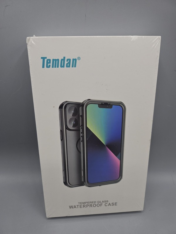 Temdan for iPhone 14 Pro Case Waterproof Built-in 9H Tempered Glass Screen Black