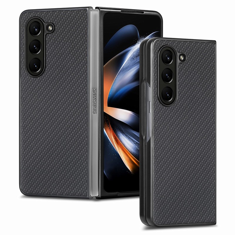 For Samsung Galaxy Z Fold 7 6 5 4 3 Leather Fiber Wove Pattern Slim Plain Case