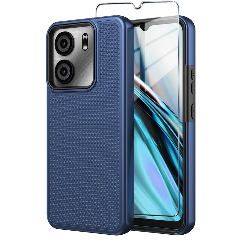 For BLU View 5 Phone Case with Tempered Glass Screen Protector,Dual Layer Heav
